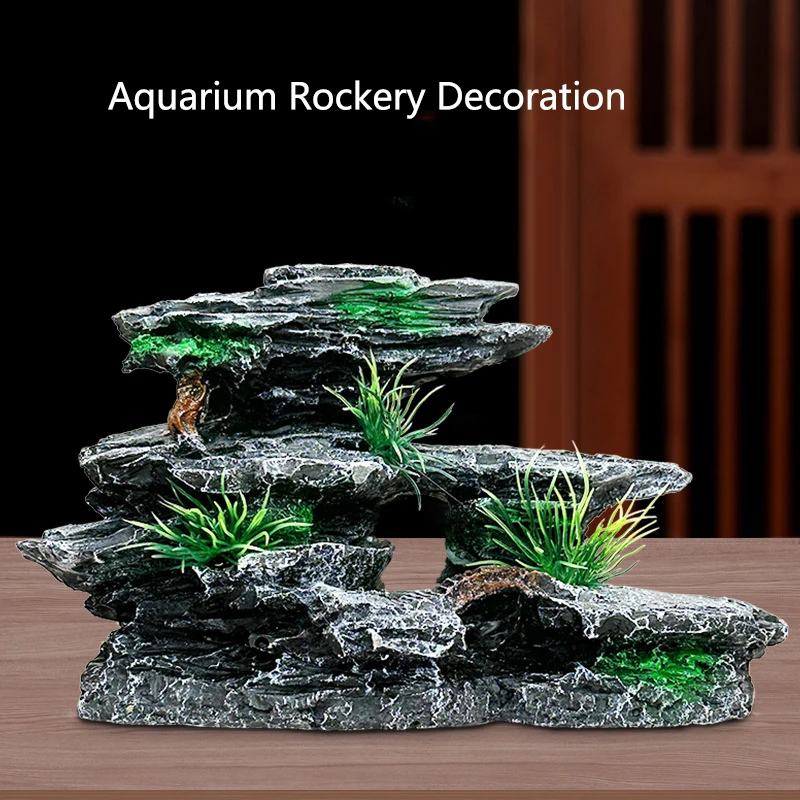 Pet Supplies Fish - Décoration de rocaille d'aquarium en résine,